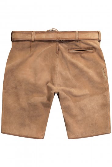JP1880 Premium Goat Suede Staghorn Embroidery Shorts Leather Brown - Shorts - Stora shorts W40-W60