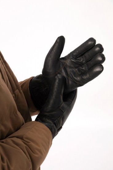 JP1880 Gloves Leather Warm Lining Black - Handskar - 
