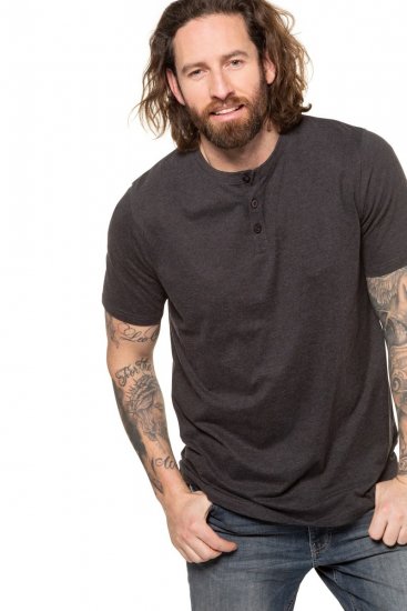 JP1880 726695 Henley t-shirt Mörkgrå - T-shirts - Stora T-shirts - 2XL-14XL