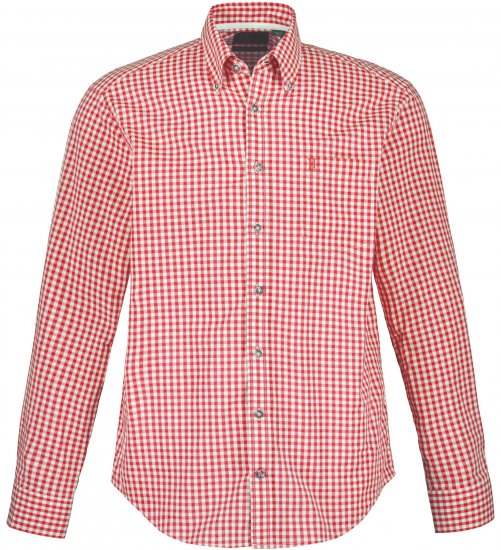 JP1880 Modern Fit Button-Down Collar Long Sleeve Check Shirt Light Red - Skjortor - Stora skjortor - 2XL-8XL