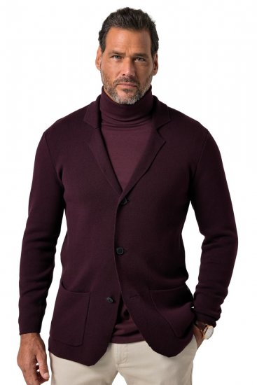 JP1880 Milano Flexnamic Stickad kavaj Aubergine - Kostymer och kavajer - Kostymer i stora storlekar