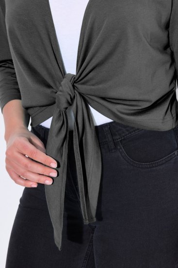 Ulla Popken 794514 Jerseybolero med knytning Antracit - Boleros - 