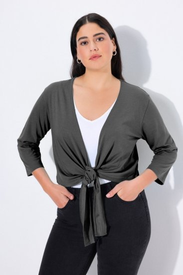 Ulla Popken 794514 Jerseybolero med knytning Antracit - Boleros - 