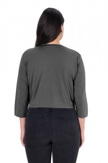 Ulla Popken 794514 Jerseybolero med knytning Antracit - Boleros - 