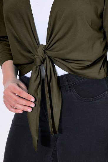 Ulla Popken 794514 Jerseybolero med knytning Mörkgrön - Boleros - 