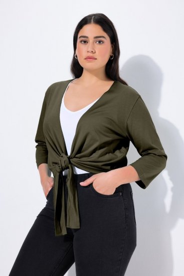 Ulla Popken 794514 Jerseybolero med knytning Mörkgrön - Boleros - 