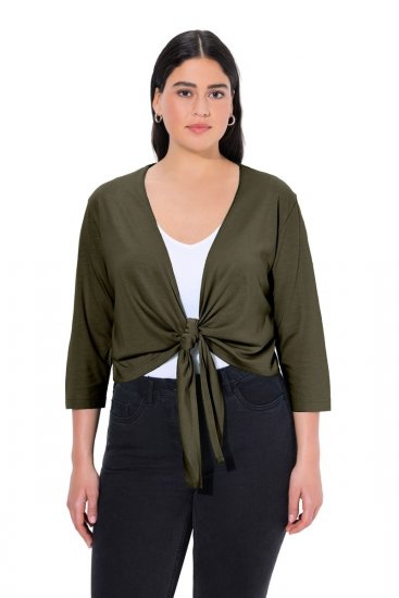 Ulla Popken 794514 Jerseybolero med knytning Mörkgrön - Boleros - 