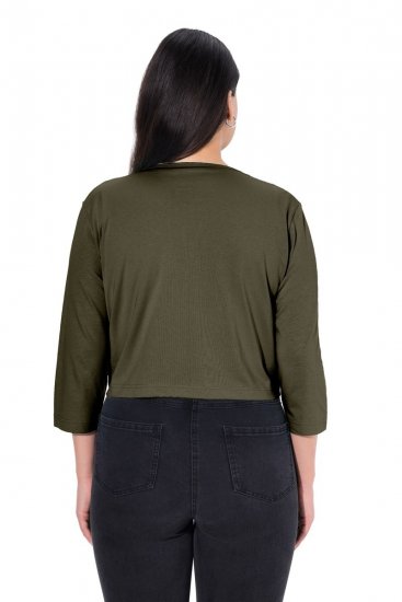 Ulla Popken 794514 Jerseybolero med knytning Mörkgrön - Boleros - 