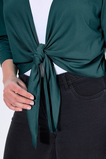 Ulla Popken 794514 Jerseybolero med knytning Petrol - Boleros - 