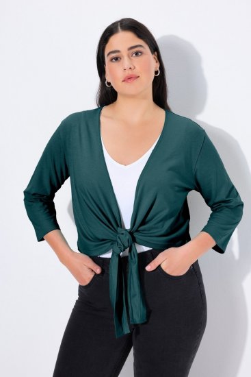 Ulla Popken 794514 Jerseybolero med knytning Petrol - Boleros - 