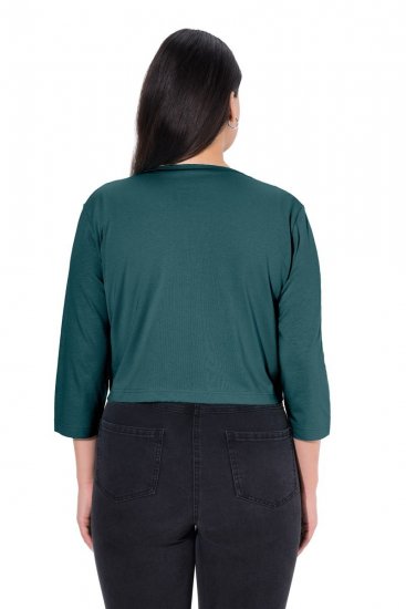 Ulla Popken 794514 Jerseybolero med knytning Petrol - Boleros - 