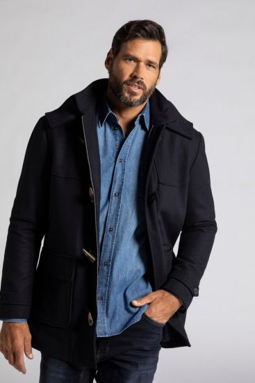 JP1880 Duffle Coat Water Repellent with Detachable Hood Navy - Jackor - Stora jackor - 2XL-12XL
