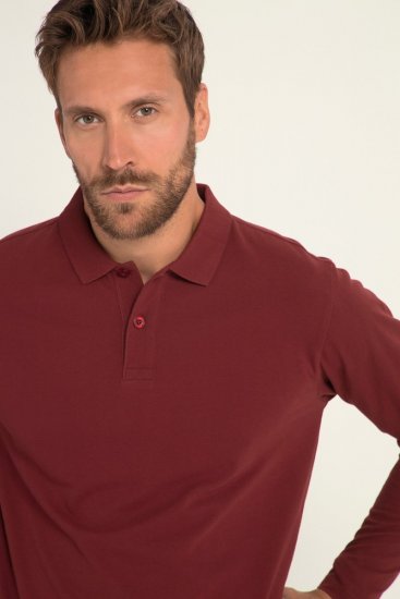 JP1880 Polo Shirt Long Sleeve Piqué Red - Pikétröjor - Stora pikétröjor - 2XL-8XL
