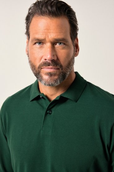 JP1880 Polo Shirt Long Sleeve Pique Dark Green - Pikétröjor - Stora pikétröjor - 2XL-8XL