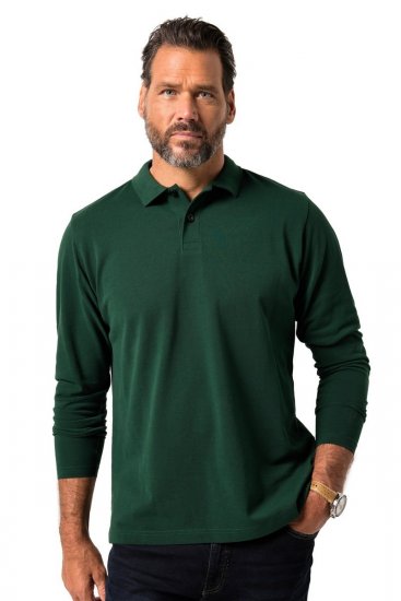 JP1880 Polo Shirt Long Sleeve Pique Dark Green - Pikétröjor - Stora pikétröjor - 2XL-8XL