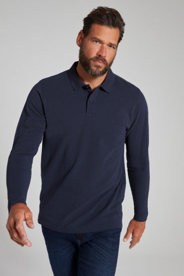 JP1880 799230 Långärmad pikétröja Mörkblå - Pikétröjor - Stora pikétröjor - 2XL-8XL