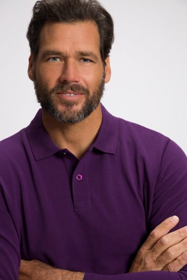 JP1880 Polo Shirt Long Sleeve Pique Purple - Pikétröjor - Stora pikétröjor - 2XL-8XL
