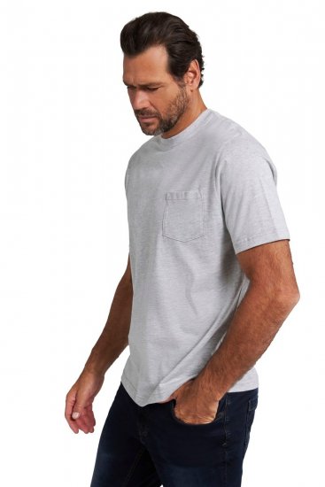 JP1880 799997 T-shirt med bröstficka Gråmelerad - T-shirts - Stora T-shirts - 2XL-14XL