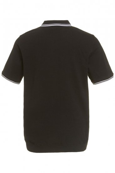 JP1880 802789 Pikétröja med vit kontrastkrage Svart - Pikétröjor - Stora pikétröjor - 2XL-8XL