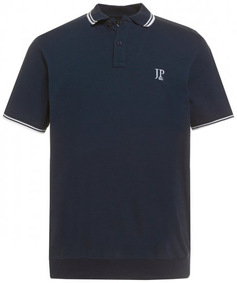 JP1880 802789 Pikétröja med vit kontrastkrage Mörkblå - Pikétröjor - Stora pikétröjor - 2XL-8XL