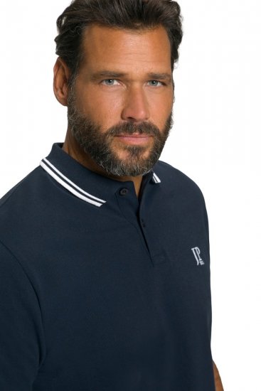 JP1880 802789 Pikétröja med vit kontrastkrage Mörkblå - Pikétröjor - Stora pikétröjor - 2XL-8XL