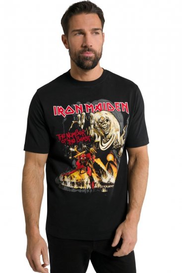 JP1880 Iron Maiden - Number of the Beast Graphic Comfort Fit Band T-Shirt Black - T-shirts - Stora T-shirts - 2XL-14XL