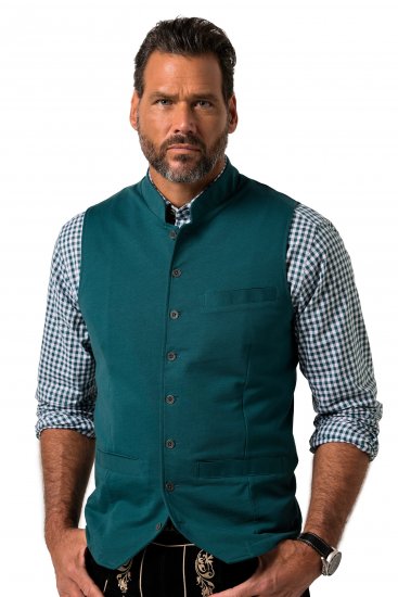 JP1880 Mottled Stretch Knit Stand-up Collra Vest Turquoise Blue - JP1880 - JP1880 Herrkläder Plus Size