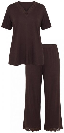 Ulla Popken 806944 Kortärmad pyjamas Brun - Pyjamas/Loungewear - 