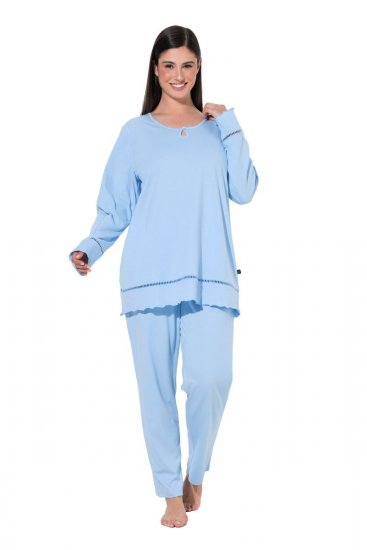 Ulla Popken 810592 Pyjamas med spets Ljusblå - Pyjamas/Loungewear - 
