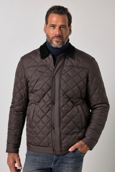 JP1880 811805 Quiltad jacka med manchesterkrage Svartbrun - Jackor - Stora jackor - 2XL-12XL