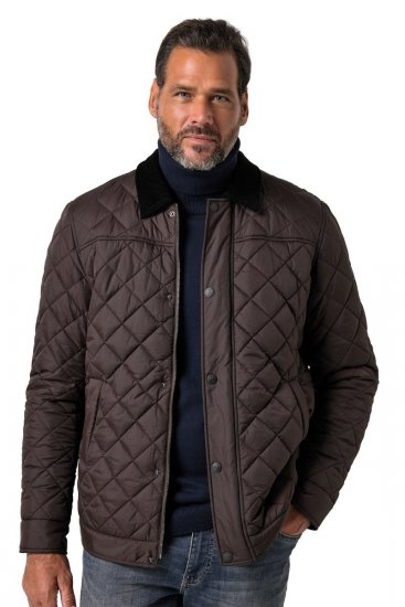 JP1880 811805 Quiltad jacka med manchesterkrage Svartbrun - Jackor - Stora jackor - 2XL-12XL