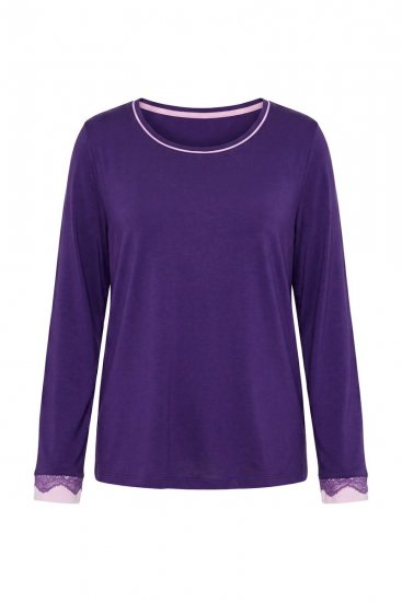 Ulla Popken 812441 Långärmad pyjamas med spets Kungsblå - Pyjamas/Loungewear - 