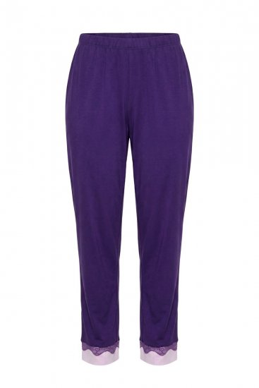 Ulla Popken 812441 Långärmad pyjamas med spets Kungsblå - Pyjamas/Loungewear - 