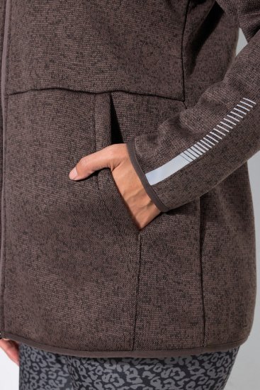 Ulla Popken 812880 Stickfleecejacka med teddyfleece Taupe - Fleecekläder - 