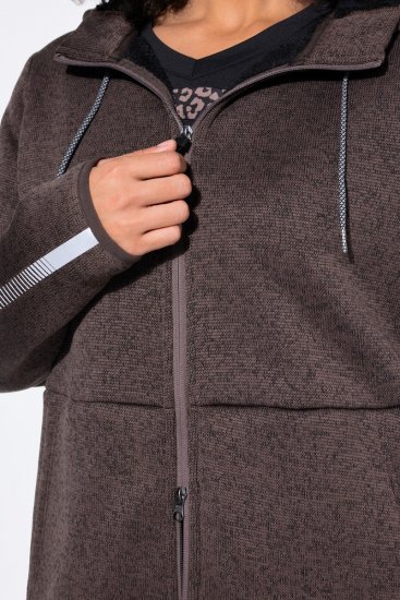 Ulla Popken 812880 Stickfleecejacka med teddyfleece Taupe - Fleecekläder - 