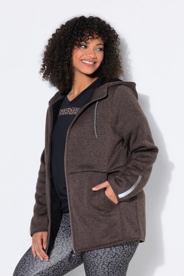 Ulla Popken 812880 Stickfleecejacka med teddyfleece Taupe - Fleecekläder - 