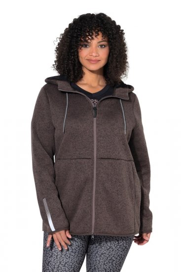Ulla Popken 812880 Stickfleecejacka med teddyfleece Taupe - Fleecekläder - 
