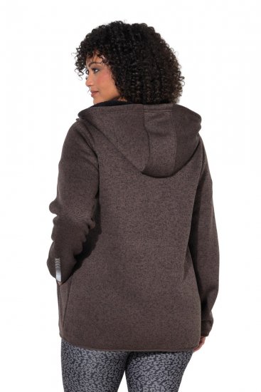 Ulla Popken 812880 Stickfleecejacka med teddyfleece Taupe - Fleecekläder - 
