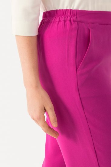 Ulla Popken 813306 Vida kostymbyxor med resårmidja Magenta - Tygbyxor - Vida byxor för kvinnor i plusstorlek