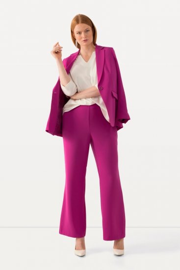Ulla Popken 813306 Vida kostymbyxor med resårmidja Magenta - Tygbyxor - Vida byxor för kvinnor i plusstorlek