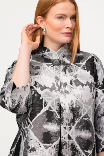 Ulla Popken 816673 Oversizekavaj i jacquard med 3/4-ärm Svart - Kavajer - Damkavajer i stora storlekar