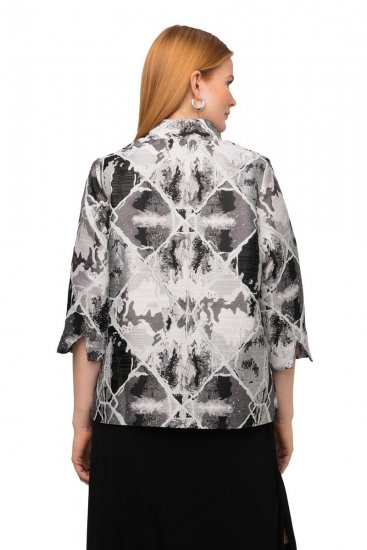 Ulla Popken 816673 Oversizekavaj i jacquard med 3/4-ärm Svart - Kavajer - Damkavajer i stora storlekar