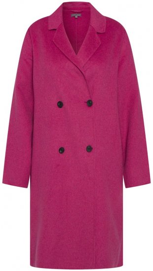 Ulla Popken 816744 Dubbelknäppt kappa i ullook Rosa - Kappor - Kappor i stora storlekar