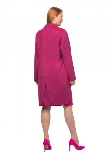 Ulla Popken 816744 Dubbelknäppt kappa i ullook Rosa - Kappor - Kappor i stora storlekar
