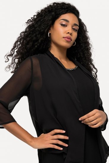 Ulla Popken 817211 Oversize chiffongjacka med sjalkrage Svart - Jackor - Damjackor i stora storlekar