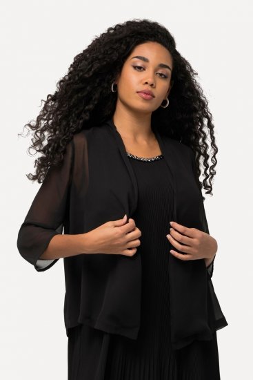 Ulla Popken 817211 Oversize chiffongjacka med sjalkrage Svart - Jackor - Damjackor i stora storlekar