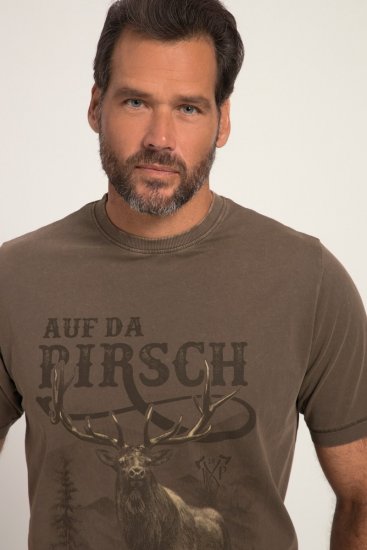 JP1880 Comfortable Fit Vintage Look T-Shirt Light Brown - T-shirts - Stora T-shirts - 2XL-14XL