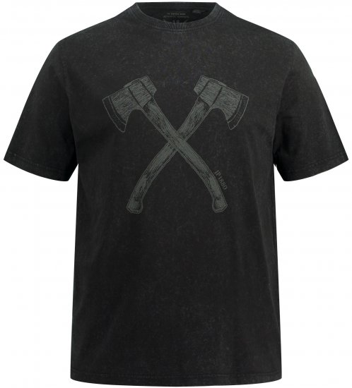JP1880 Double Axe Design & Vintage Look T-Shirt Black - T-shirts - Stora T-shirts - 2XL-14XL