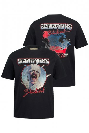 JP1880 Scorpions Blackout Graphic Comfort Fit Band T-Shirt Black - T-shirts - Stora T-shirts - 2XL-14XL
