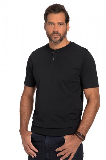 JP1880 818628 Henley t-shirt med magpassform Svart - T-shirts - Stora T-shirts - 2XL-14XL